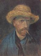 Vincent Van Gogh Self-Portrait with Straw Hat and Pipe (nn04) USA oil painting artist